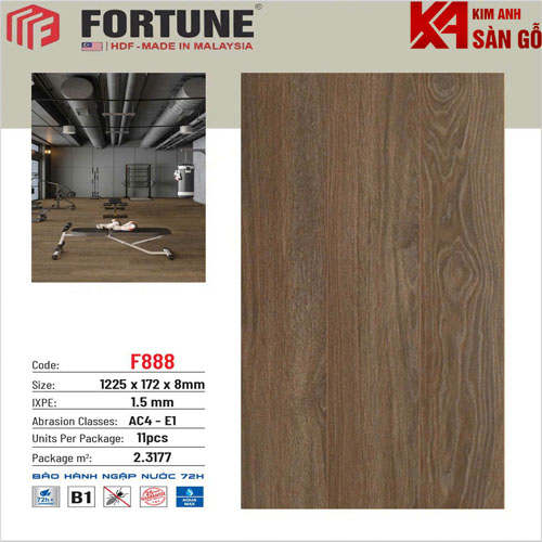 Sàn Gỗ Công Nghiệp 8MM FORTUNE-F888